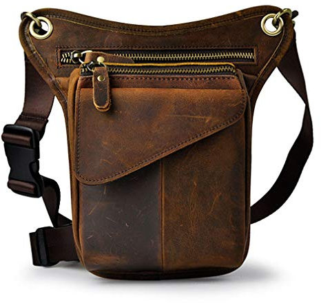 Vintage Leder Taille Pack Drop Leg Bag für Herren Damen Gürtel Bauchtasche Mehrzweck Motorrad Fahrrad Outdoor Sport Taktische Radfahren Reiten Wandern Camping