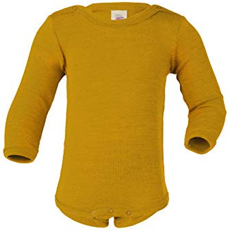 Baby Body Langarm, Wolle Seide, Engel, Safran, 86-92