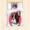 ABAKUHAUS Tier Bettbezug Set für Einzelbetten, Französisch Bulldog Hipster, Milbensicher Allergiker geeignet mit Kissenbezug, rosa Brown