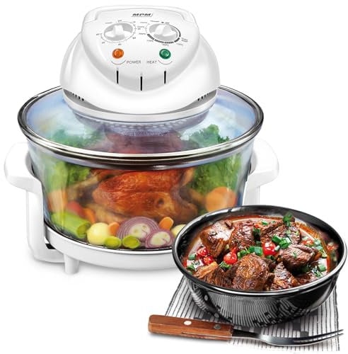 MPM MKO-02 Horno Halógeno Convección Multifunción Grill, 11 Litros, Temperatura Regulable hasta 250 °C, Temporizador 60 minutos, 1400W
