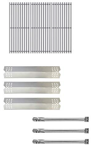 Htanch 3-Pack Replacement Parts for Kitchen Aid Gas Grill-griddles, Porcelain Steel Heat Plates, Stainless Steel Burner, Cooking Grate