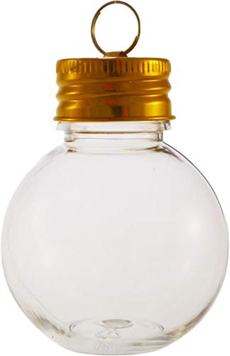 Pack of 12 Drinking Fillable Gin Bauble - 50ml with Gold Lids