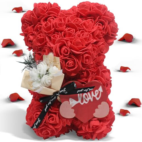 orso rosa,rosa orsacchiotto,orso rosa Artificial Flowers The Best gifts for women, gifts for girlfriend,gifts for her,birthday gift (light pink)