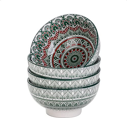Tafelservice Müslischalen Porzellan, vancasso MANDALA Serie 4 teiliges Schalen Set, Müslischüssel, Müsli Schale, Dessertschale, Eisschale, böhmischer Stil, 650 ml