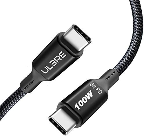 ULBRE USB C to USB-C Cable 100W 2.5M 8.2FT, Charging Cable Type-C 2.0 Fast Charge for MacBook Pro 2020, iPad Pro Air Galaxy Pixel Switch LG Surface Go