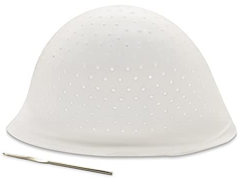 Holes Opened Highlight Cap Frosting Cap Tipping Cap Streaking Cap Silicone Hair Highlighting Cap for Highlights DIY Hair Coloring Hat Dyeing Salon at Home Reusable Highlight Cap and Hook Kit