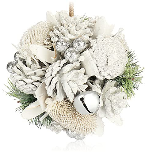 com-four® Weihnachts-Hänger für die Weihnachtsdeko - Christbaumhänger als winterlicher Dekoartikel - Dekofigur als Raumschmuck oder Geschenk - Anhänger (Kugel L)