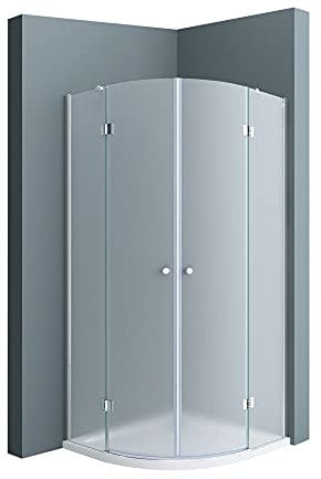 doporro Duschkabine 100x100 viertelkreis Dusche Duschabtrennung inkl. flache-Duschwanne ESG-Sicherheitsglas Satiniert Easy-Clean-Beschichtung Ravenna02VS