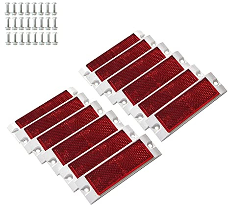 Feuunly 12 Piezas Catadioptrico Remolque Rectangular Rojo, Catadioptrico Rojo Rectangular Fijación Tornillo, Reflectores para Remolque Camión Moto Bicicleta Tractor (Catadioptrico Rojo)