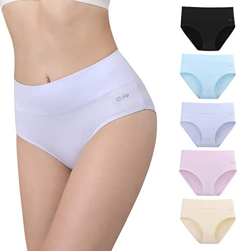 anqier Unterhosen Damen, 5er Pack Stretch Baumwolle Hohe Taille Slips Damen Atmungsaktiv Panties Weich Frauen Unterwäsche
