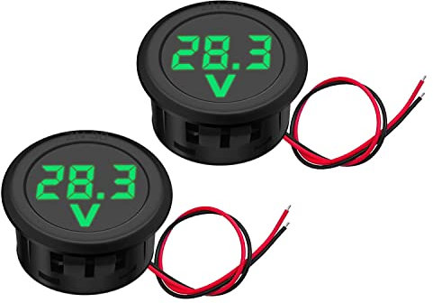 Hoembpn 2PCS 5V-100V DC Car LED Digital Voltmeter Display,Waterproof Ammeter Voltage Monitor Gauge Display for Motorcycle Boat Truck Camper Caravan ATV UTV Marine(Green)