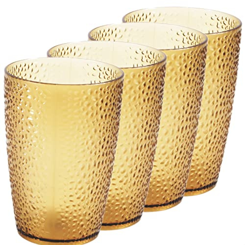 Kerafactum Set Trinkbecher Wasser Becher langlebige Mehrweg Kunststoffbecher aus stabilem Plastik modern Cocktail Tumbler aus Kunststoff für Cola Caipi Saftglas bunt Retro Vintage Kunststoffglas