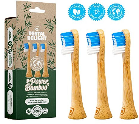DENTAL DELIGHT Power Bamboo 3x Ersatzzahnbürsten für Schallzahnbürsten aus natürlichen Rohstoffen