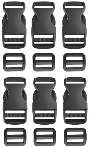 TRIWONDER Steckschnallen 20 mm 25 mm 38 mm 50 mm, Kunststoff Klickverschluss Steckschließer Steckschnalle Ersatzschnalle für Rucksack, Gurtbänder (20mm, Schwarz - 6 Stück)