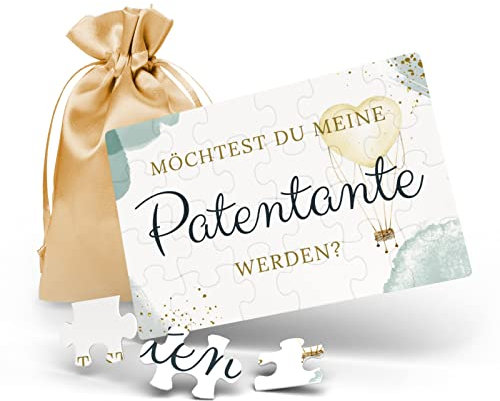 Patentante Fragen, Schwangerschaft verkünden, willst du Meine Patentante Sein, Puzzle 24-teilig mit Satinbeutel, du wirst Tante, Patentante Geschenk, möchtest du Meine Patentante Sein