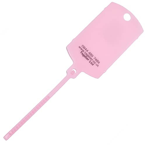 Lot de 200 étiquettes en plastique non imprimées avec queue auto-agrippante Rose