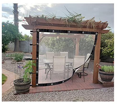 UHEKC Tende Esterno in Vinile Tenda Impermeabile Trasparente Telo Trasparente PVC con Occhiello per al Fuori Giardino Veranda Pergola Box Auto Bandiera (Color : Clear, Size : 1.4x5m/4.59x16.4ft)