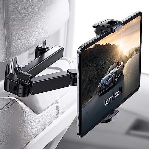 Lamicall Soporte de Reposacabezas para Tablet y Móvil - Brazo Telescópico de Doble Eje, 360° Rotación, Compatible Con iPad, Samsung Tab, Switch y Otros 4.7-11 Dispositivos - Negro