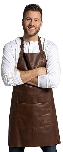 JP 1880 Herren große Größen Menswear L-8XL Lederschürze, Grillen, echte PullUp Büffelleder, Größe verstellbar kastanienbraun II 791901340-II