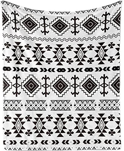 Kuscheldecke Boho Decke, Boho Kuscheldecke Flauschig Decke Fleecedecke Warm Wohndecke, Boho Decke für Frau Geschenke, Schwarz Weiß Weich Flanell Kuscheldecke für Sofadecke Couch Decke, 130x150cm