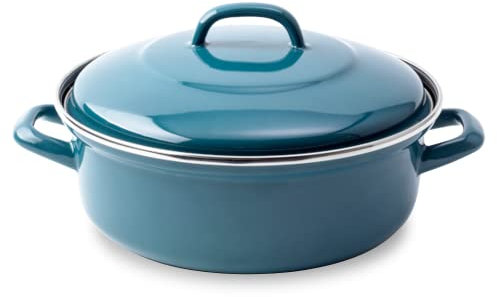 BK Fortalit Emaillierter Stahl Induktionskompatibel 24cm/2.5L Dutch Oven Bratentopf mit Deckel, Backofen- und Bratensicher bis 230C, Spülmaschinenfest, PFAS Frei, Petrol Blau