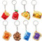 Steemjoey 8 Porte-clés Enfants, Porte Clef Enfant Mini Push Fidget, Porte-clés Snack Anti-stress pour Enfants Autistes, Jouet pour Adultes, Cadeau d'anniversaire Parfait
