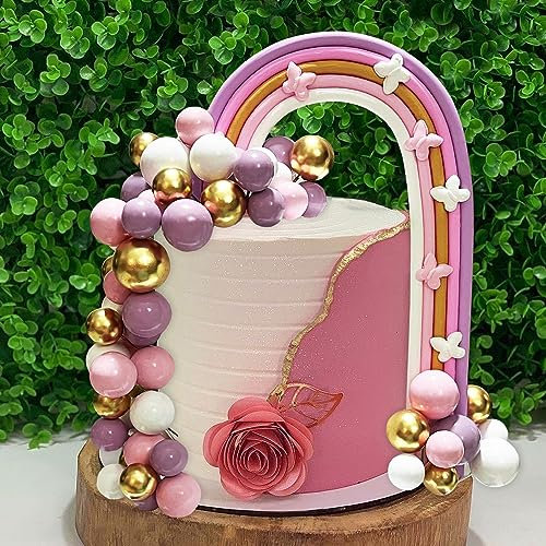 Regenbogen Cake Topper Boho Cake Topper Hippie Boho Tortendeko Boho Regenbogen und Ball Party Geburtstagskuchendekorationen für Männer und Frauen, DIY Geburtstag, Babyparty, Brautkuchenaufsätze
