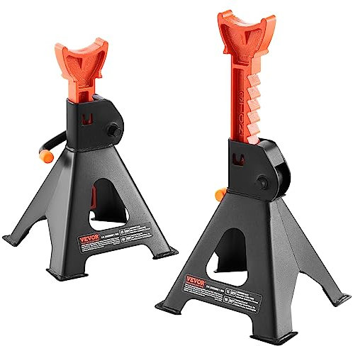 VEVOR Jack Stands, 3 Ton (6,000 lbs) Capacity Car Jack Stands, 10.8-16.3 inch Adjustable Height, for lifting SUV, Pickup Truck, Car and UTV/ATV, Red, 1 Pair