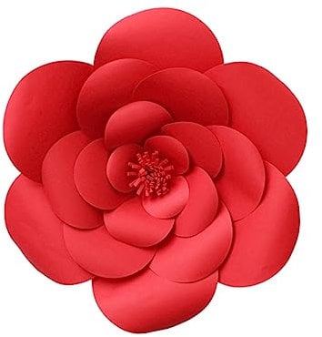 Veemoon 3D Papierblume Wanddekoration 20cm Rot, 1 Stück für Raumdeko