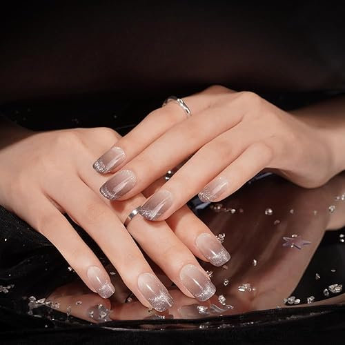 DANNI & TONI Halb ausgehärtete Gel Nagelfolien (Midnight Mirage) Braun Katzenauge Glänzend Gel Nagel Aufkleber, Halbgehärtete Nagelfolie Nagelsticker Nageldesign Wraps 28 Aufkleber