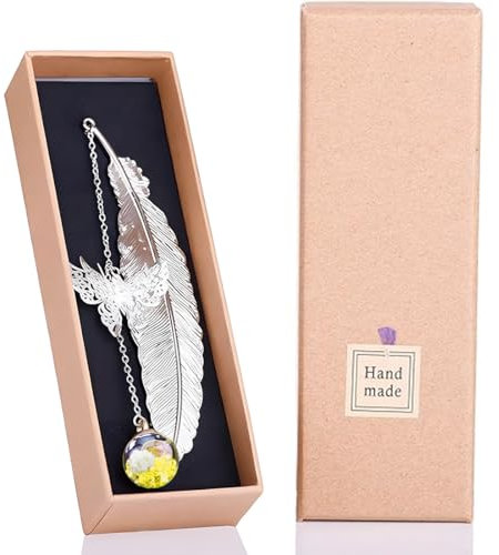 INGJIA Idee Cadeau Noel Femme Original - Marque Page Metal Plume Accessoire Lecture Cadeau Femme Maman Grand Mere Mamie Ado Fille Soeur Copine Maitresse Anniversaire Calendrier L'avent Utile Gadget
