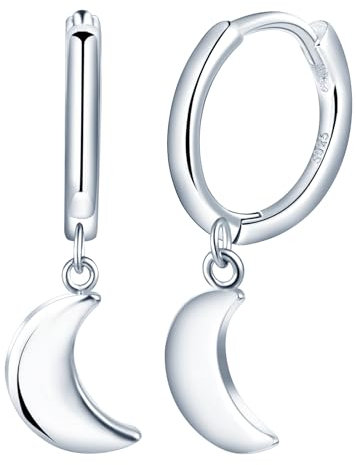 Yumilok Damen Creolen Ohrringe 925 Sterling Silber mit Mond Ohrstecker halb Mond Ohrringe Stecker Ohrhänger Ohrschmuck Hoop Huggie Piercing Knorpelohrringe für Damen und Mädchen