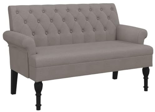 vidaXL Sitzbank, Bank Polsterbank mit Rückenlehne Armlehnen, Bettbank mit Holzbeinen, Flurbank Ottomane für Wohnzimmer Büro, Modern, Taupe Stoff