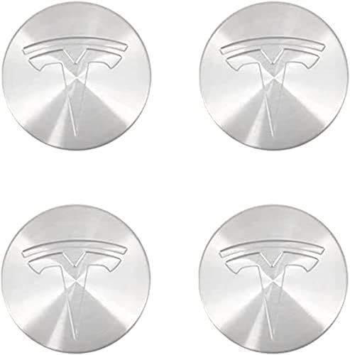 KENANS 4 Stück Auto Radnabenkappen Aufkleber für Tesla Model S X 3 Y 56mm, Silber, Nabenkappen Aufkleber