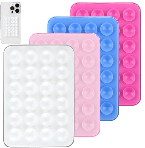 Gjinxi 4Pcs Silicone Suction Phone Case Mount, Non-Slip Suction Cup Phone Mount with Backing Mobile Fidget Mirror Holder for Selfies and Tiktok Videos Compatible with Phone and Android Cases