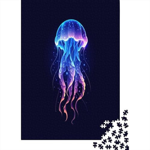 Quallen 1000 Stück Puzzles Für Erwachsene Teenager Stress Abbauen Familien-Puzzlespiel Mit Poster in Voller 1000-teiliges Puzzle Lernspiel Spielzeug Geschenk 1000pcs (75x50cm)