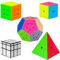 Coolzon Zauberwürfel Speedcube Set, Pyraminx Pyramide Megaminx Würfel 2x2 3x3 Mirror Würfel, Magisches Puzzle Würfelspielzeug für Kinder Kinder Erwachsene, 5 Stück