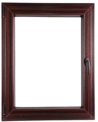 ALUCON Fenster 600x1000 mm – Kunststofffenster 60x100 cm – Flügelfenster Innen Mahagoni/Außen Mahagoni – DIN Links