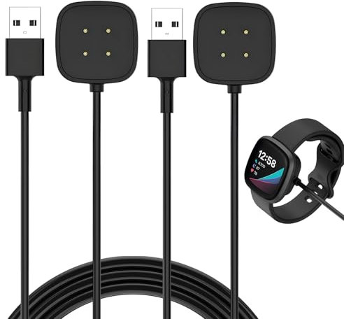 1PCS Ricarica Magnetico USB da 100cm per Fitbit Versa 4, Sense 2, Versa 3, Sense - Soluzione Ricarica Veloce Sicura con Protezione Contro Sovracorenti e Sovratensioni - Non Compatibile con Versa 1/2