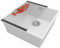 PRIMAGRAN Fregadero Cocina Blanco 46x47cm, Granito 1 Seno + Sifón + Enrollable Escurridor, Sobre encimera al mueble 50cm - London Slim