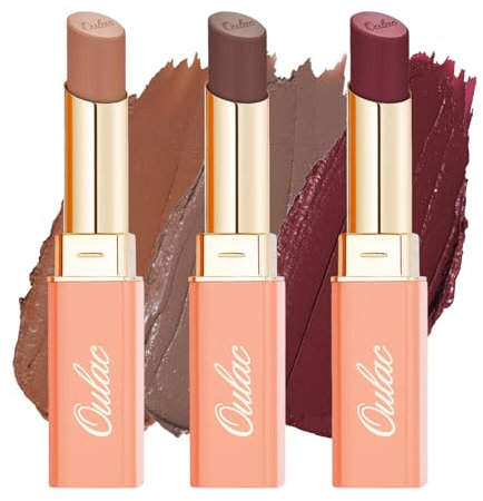 Oulac Lippenstift Satin Finish,Matte Lippenstift & Cremiger Pflegestift, Hochpigmentiert, Langzeithaltbar, Vegan (10+12+13)