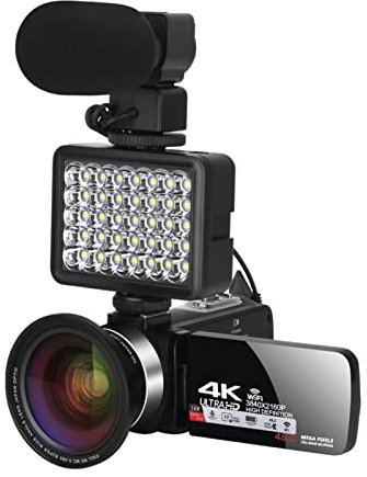 AUBEST Videocamera, 4K Ultra. HD Videocamera videocamera for vlogging videocamera WiFi Light Incorporato 4 8MP 3.0 Telecamere digitali 16x Pollici(16G SD Card,Purple)