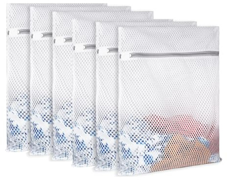Set mit 6 Wäschesäcken aus Netzgewebe, atmungsaktives feines Netz für die Waschmaschine, 30 cm x 40 cm (12 x 16 Zoll) für Dessous, BHs, Unterwäsche, Turnschuhe, Socken, langlebig und schonend zum Wasc