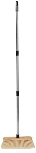 SAFIGLE Escoba De Jardín De Cerdas Duras con Mango De Bambú Y Acero Inoxidable Cepillo De Barrido Resistente para Patio Exterior Garaje Y Terrazas Mango Ergonómico Y Varillas Desmontables