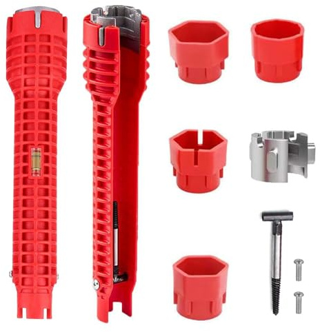 Mindu 12-in-1 Faucet Wrench Tool for Tight Spaces with Nut Removers | Multi-Functional Adjustable Tap Spanner for Bathroom & Kitchen Plumbing Repair