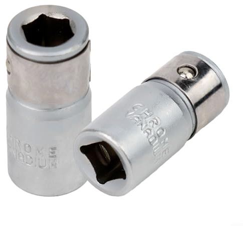 2 x Steckschlüssel-Bit-Adapter, 1/4-Zoll-Vierkantantrieb auf 1/4-Zoll-Sechskantschaft für Schraubendreher-Bits, Chrom-Vanadium-Stahl-Material für hohe Drehmomentleistung