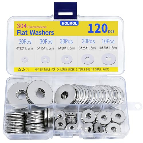 120 PièCes 304 Rondelles Metal Set, Rondelles Pour Gonds de Porte, M4 - M10 Rondelles Inox Multi - SpéCifications Avec Compartiment de Rangement, RéParation, Assemblage Industriel, Diy