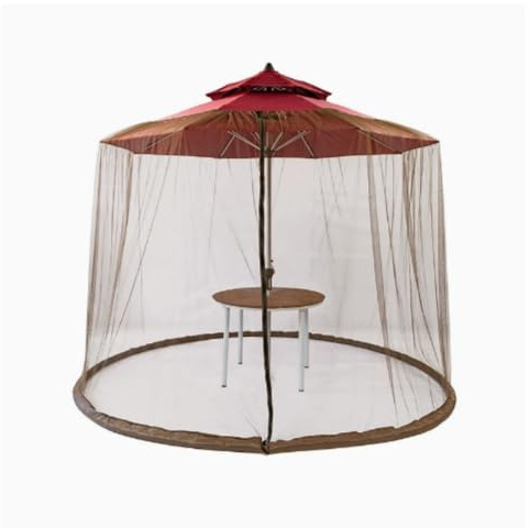 Mosquitera Carpa Sombrilla de jardín,300 * 230cm mosquitera a Prueba de Viento con Cremallera, cordón Ajustable y Base rellenable de Agua para Sombrillas Redondas Rectangulare (marrón, Redondo)