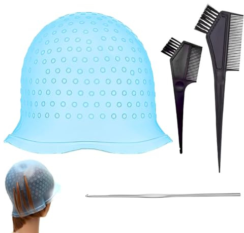 ZENQARI 1 Cuffia per Meches in Silicone, Riutilizzabile per Riflessi e Colpi di Sole, Strumento per Colorazione Capelli, per Salone e Uso Domestico, 30x22 cm, Blu