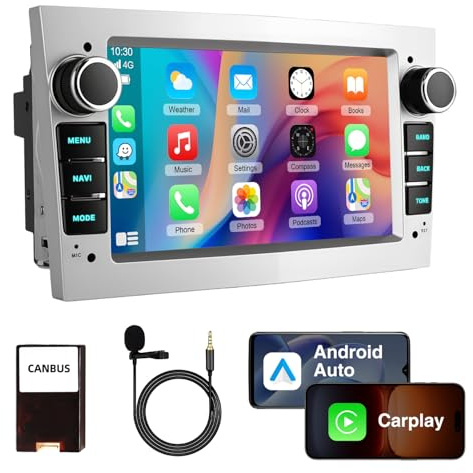 Autoradio 7 Android 15 CarPlay sans Fil pour Opel Corsa D/Astra H/Zafira B | 4Go RAM + 64Go ROM, Android Auto Sans Fil, GPS, WiFi, Bluetooth, Commandes au Volant
